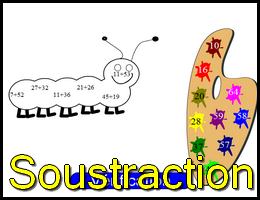 Coloriage chenille soustraction