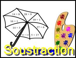 Coloriage parapluie soustraction