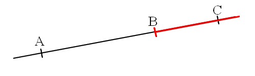 un point A n'appartenant pas à une demi-droite [BC)
