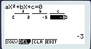 equation degré 2 avec casio