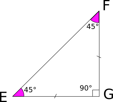 somme des angles d'un triangle isocèle rectangle