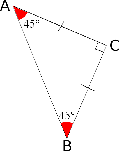 Angles d un triangle isocele rectangle