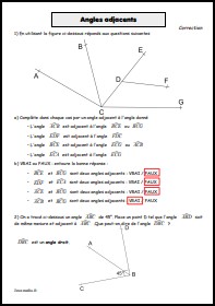 Angles adjacents -Correction