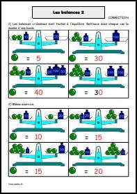 Equations - les balances 2 - Correction