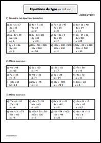 Equations du type ax+b=c - Correction
