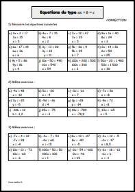 Equations du type ax+b=c - Correction