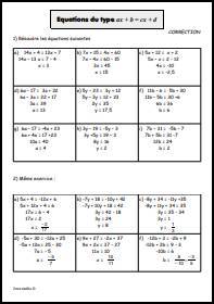 Equations du type ax+b=cx+d - Correction