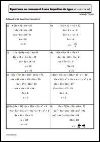 Equations se ramenant à une équation du type ax+b=cx+d - Cor