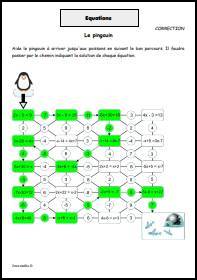 Equations - le pingouin - Correction