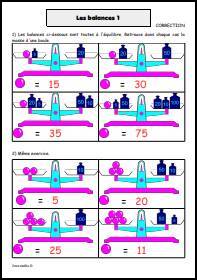 Equations - les balances 1 - Correction