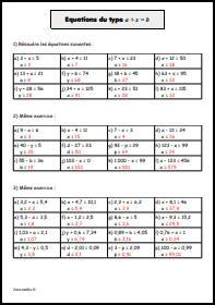 Equations du type a+x=b Correction