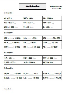 Multiplier par 10 100 ou 1000