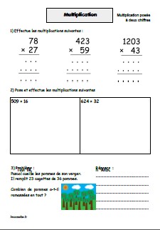 Multiplications posées par un nombre à 2 chiffres