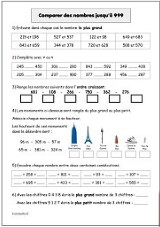 corrigé comparer des nombres inférieurs à 999