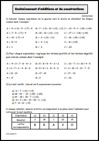 Enchaînement d'additions et de soustractions - Correction