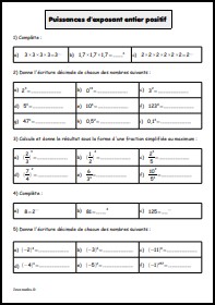 puissances d'exposant entier positif 1