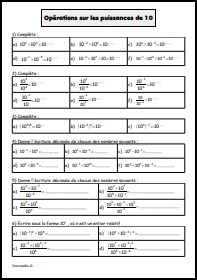 Propriétés sur les puissances de 10