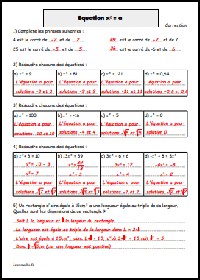 Equations x²=a - Correction