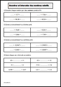 Encadrer et intercaler des nombres relatifs