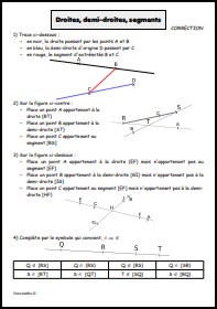 Droites, demi-droites, segments - Correction