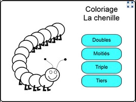 coloriage chenille Doubles, moitiés, triples et tiers