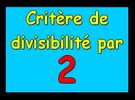 critère de divisibilité par 2