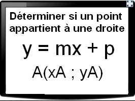 Déterminer si un point appartient à une droite