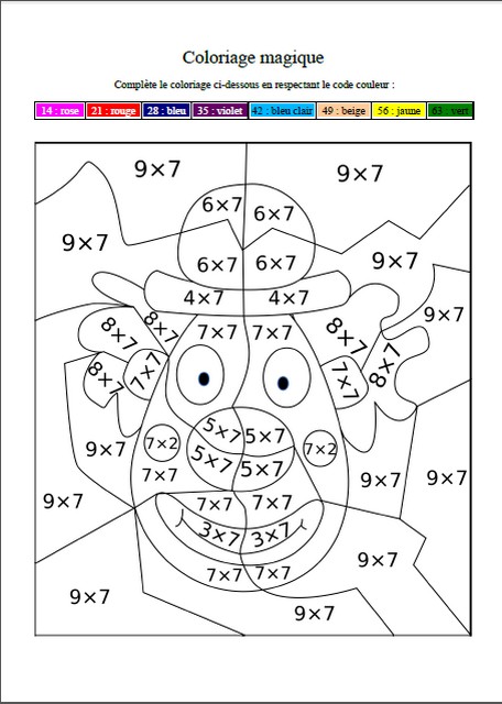 coloriage magique table du 7